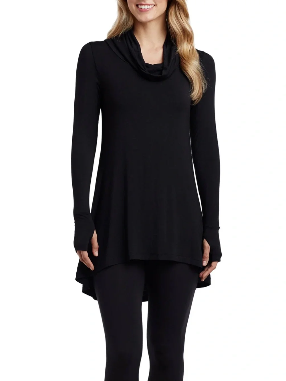 Cuddl Duds Softwear With Stretch Black Tunic